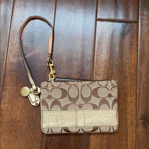 Coach wristlet in Signature tan fabric